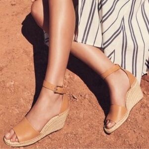 Vince Camuto Leera Leather Espadrille Wedge Sandals Womens size 5 1/2